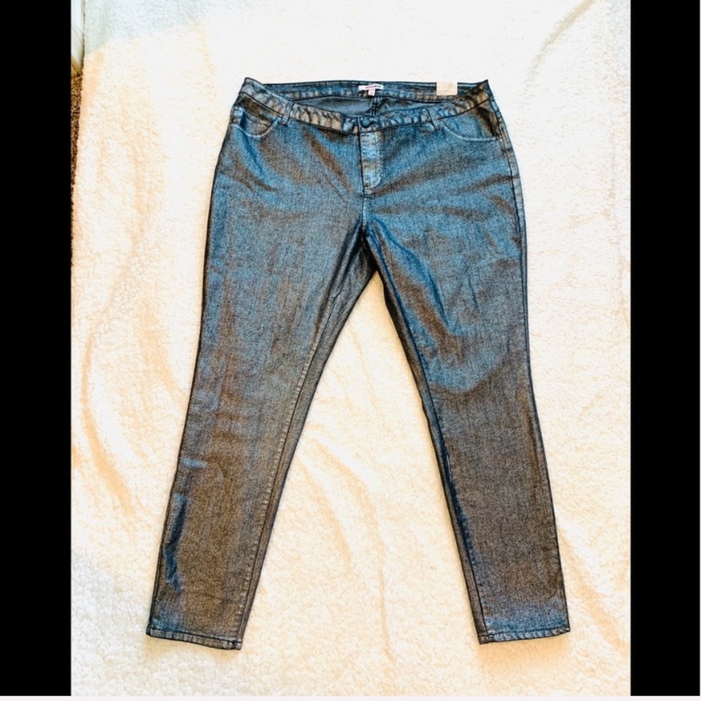 NWT Silver Black Metallic Skinny Jeans Grange - Picture 9 of 9